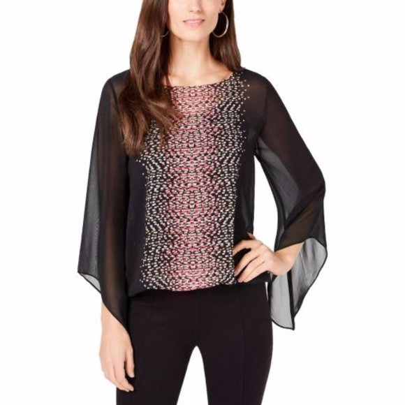 Alfani Tops - ALFANI Black  Crew Neck Blouse Top size MED